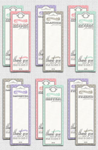 Free printable bookmarks for mom, mum, daughter, grandma, sister, or friend.