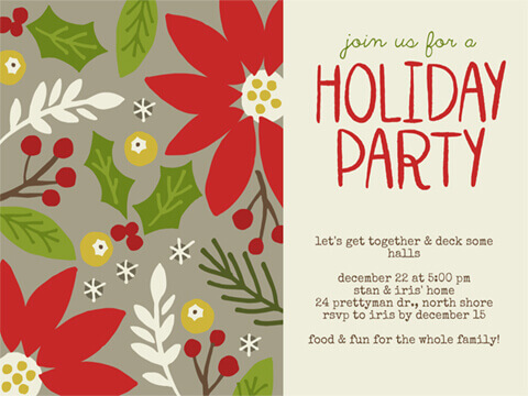 Christmas Invite Poinsettia Party