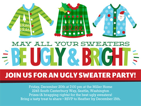 Christmas Invite Ugly & Bright Sweaters