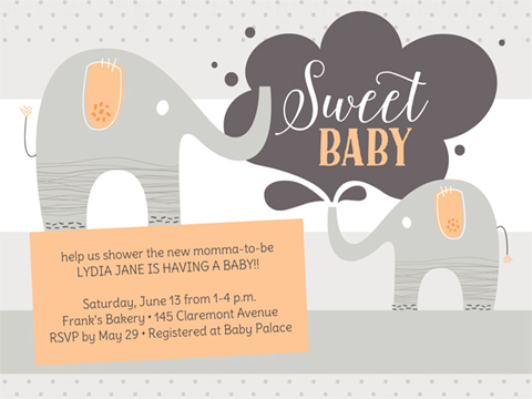 Sweet Baby Elephant  -  Smilebox Baby Shower  Invitation  