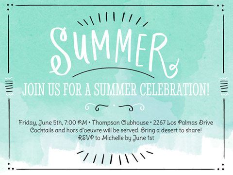 Summer Watercolors  -  Smilebox Summer Invitation  